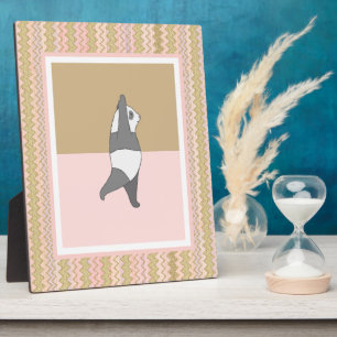 Plaque Photo Panda Pose de Yoga Fond Rose Zig Zag