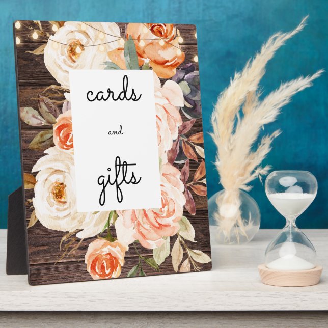 Plaque Photo Panneau Bois Blush Floral Cartes & Cadeaux (Côté)