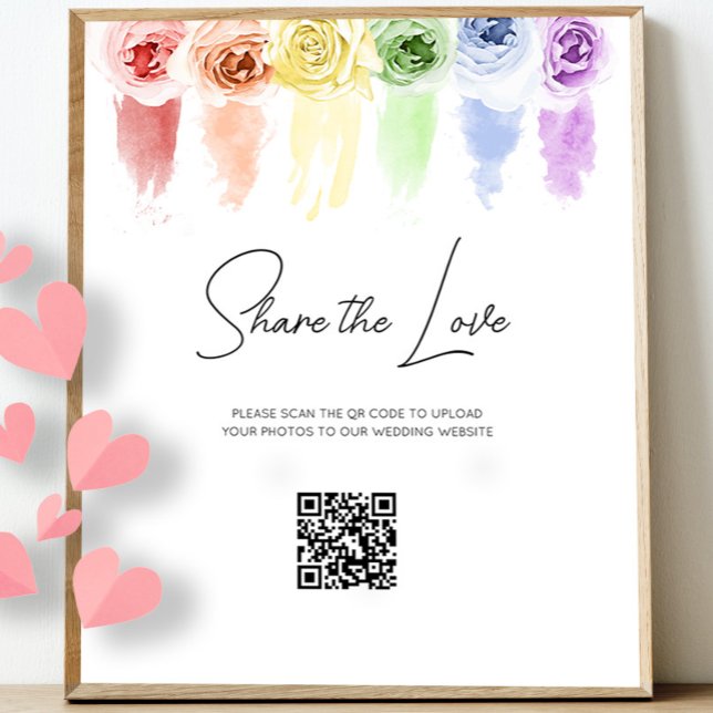 Plaque Photo Panneau Code QR Mariage arc-en-ciel (Créateur téléchargé)