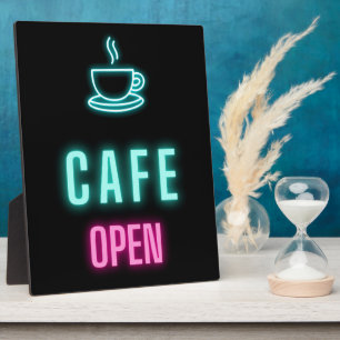 Plaque Photo Panneau comptoir du café Neon Cafe Open