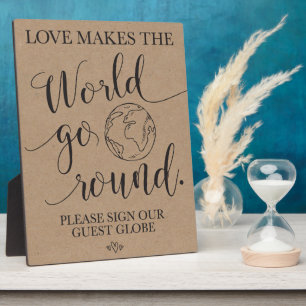 Plaque Photo Panneau du Mariage du Globe invité