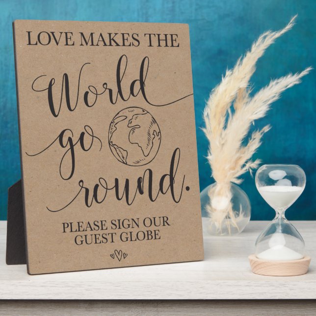 Plaque Photo Panneau du Mariage du Globe invité (Côté)