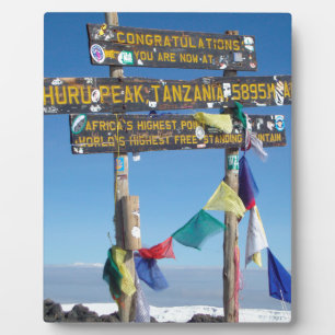 Plaque Photo Panneau indicateur au sommet du Kilimanjaro kenya