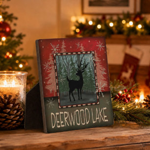 Plaque Photo Panneau inspirant rustique Deerwood Lake Cerf