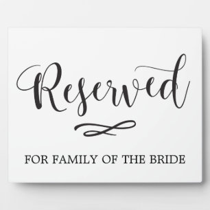 Plaque Photo Panneau Mariage de siège réservé Calligraphie simp