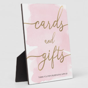Plaque Photo Panneau Pink Watercolor Gold Cartes et cadeaux