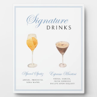 Plaque Photo Panneau Signature Boissons - Illustrations d'aquar