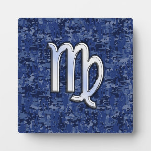 Plaque Photo Panneau Virgo Zodiac sur Camouflage numérique bleu