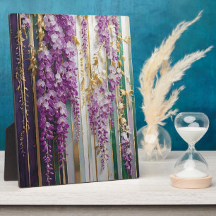 Plaque Photo Papier peint en fleurs Violet Gold Wisteria
