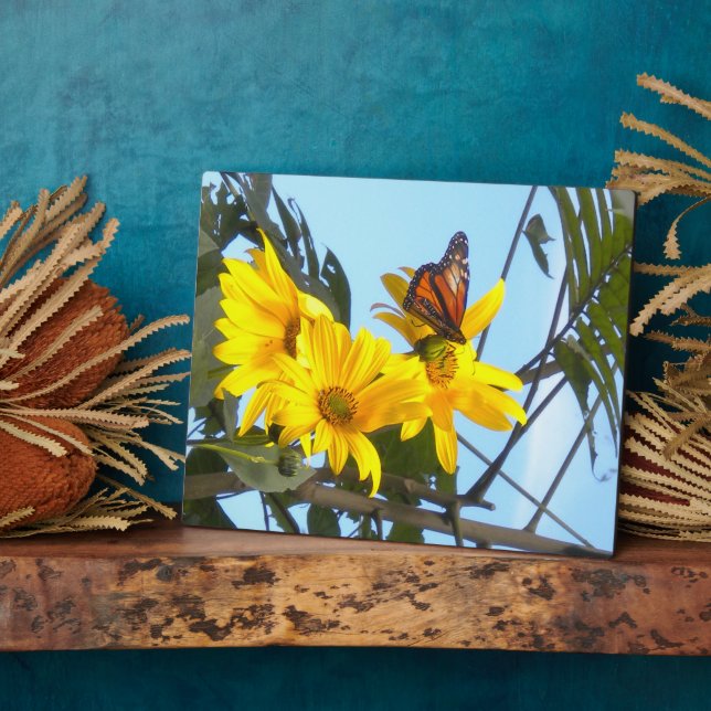 Plaque Photo Papillon et tournesol (Côté)