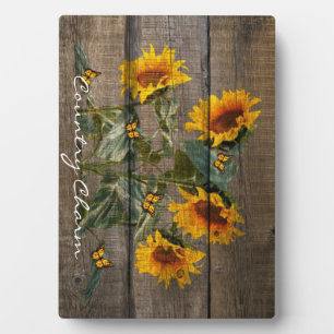 Plaque Photo Papillons de tournesol rustique Barre