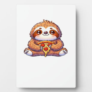 Plaque Photo Paresseux drôle mangeant une Pizza, Animal Kawaii