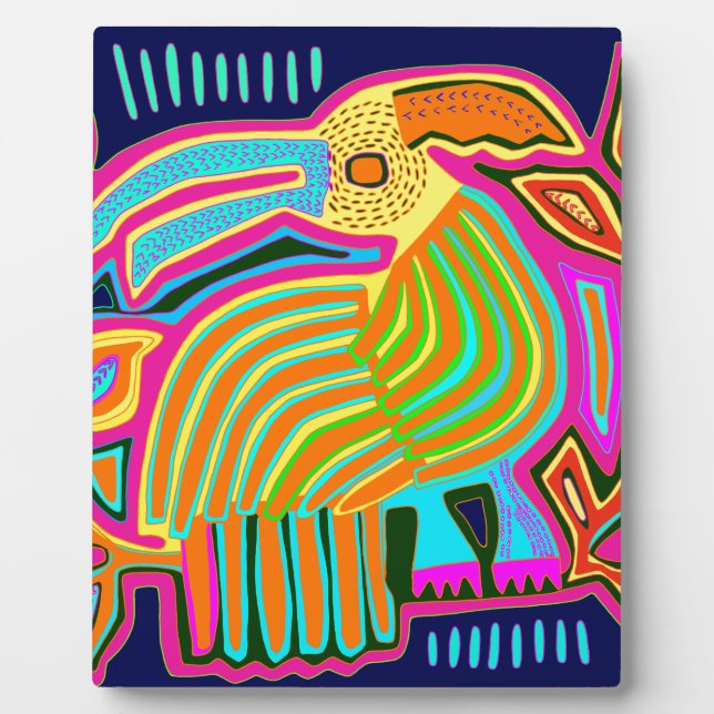 Plaque Photo Parrot d'art populaire tropical (Devant)