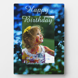 Plaque Photo Parties scintillant bleu vert photo anniversaire d