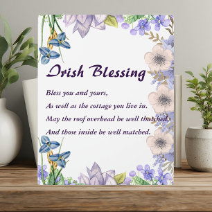 Plaque Photo Pastel Blue Floral Lilac Prière de bénédiction irl