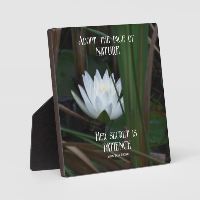 Plaque Photo Patience Emerson Citation Inspirationnelle Lotus (Recto)