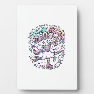 Plaque Photo Patins à roulettes Licorne Graphisme de style rétr
