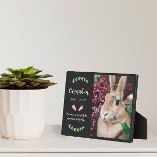 Plaque Photo Pattes de lapin rose verdure photo mémorial de lap