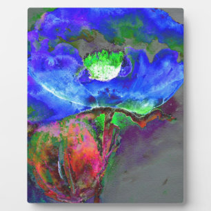 Plaque Photo Pavot bleu, fleur abstraite bleue