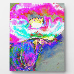 Plaque Photo Pavot rose, aquarelle peinture florale