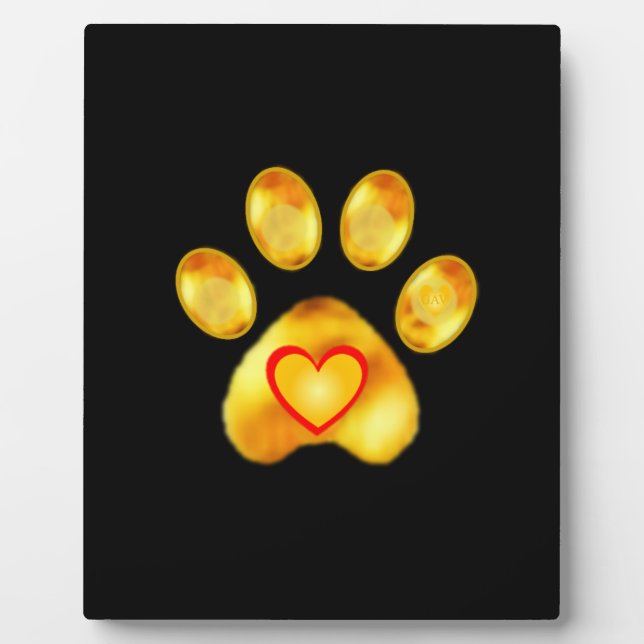 Plaque Photo Paw or mignon sur noir (Devant)