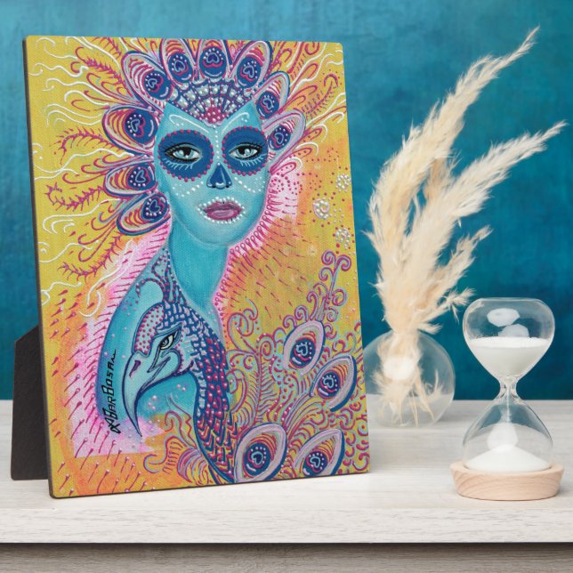 Plaque Photo Peacock Sugar Crâne Art (Côté)