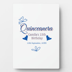 Plaque Photo Pêche bleu quinceanera 15e anniversaire rustique m