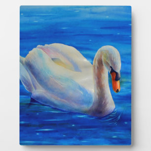 Plaque Photo Peinture d'aquarelle de cygne blanc, sauvagine, oi