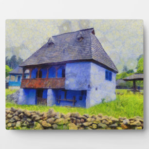 Plaque Photo Peinture de maison bleue