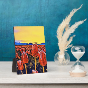 Plaque Photo Peinture de terrain de la tulipe rouge