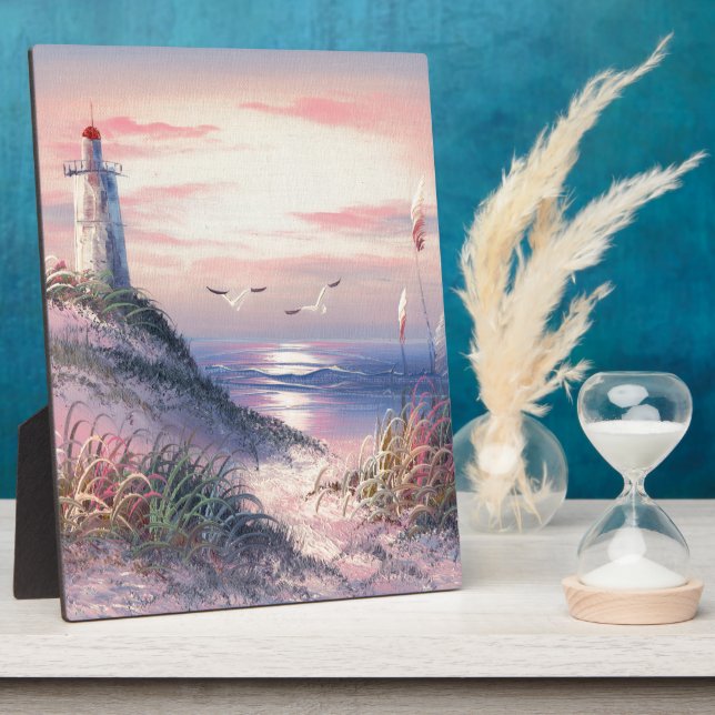 Plaque Photo Peinture D'Un Phare À L'Aube (Côté)