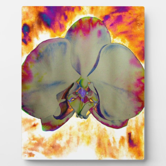Plaque Photo Peinture florale tropicale abstraite d'orchidée (Devant)