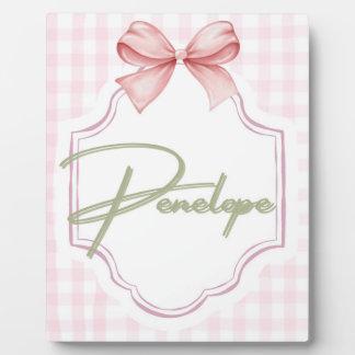 Plaque Photo Penelope personnalisée Baby Girl En vichy