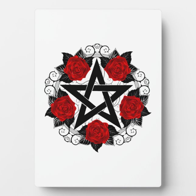 Plaque Photo Pentagramme aux roses rouges (Devant)