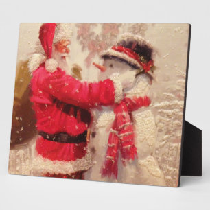 Plaque Photo Père Noël et snowman