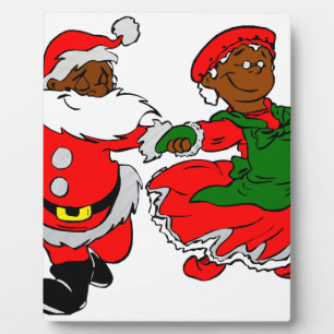 Plaque Photo père Noël noire mme claus