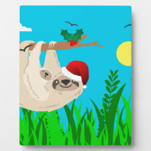 Plaque Photo père Noël sloth