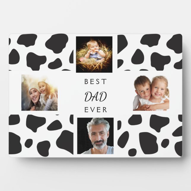 Plaque Photo Père père photo collage vache noir blanc (Devant)