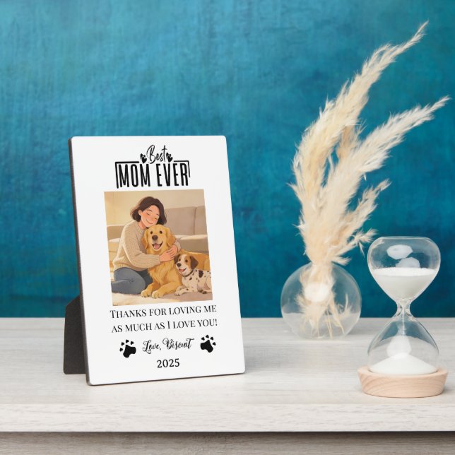Plaque Photo Personalized Dog Mom with Custom Name | Happy  (Côté)