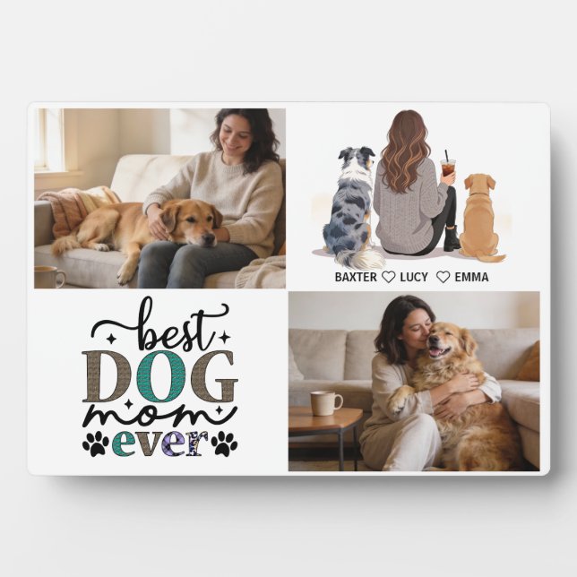 Plaque Photo Personalized Dog Mom with Custom Name | Happy  (Devant)