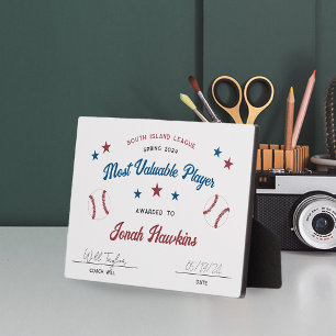 Plaque Photo Personalized Kids Baseball Team Award