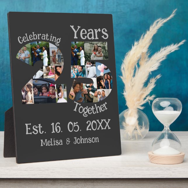 Plaque Photo Personnalisé 25e anniversaire mariage photo collag (Côté)