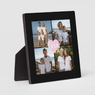 Plaque Photo Personnalisé élégant Famille 4 photo coeur amour
