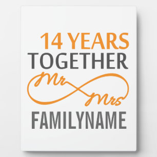 Plaque Photo Personnalisé M. et Mme 14e anniversaire