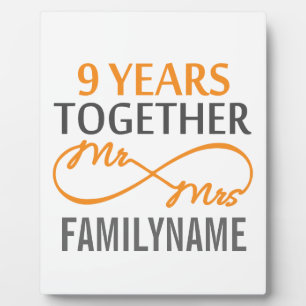Plaque Photo Personnalisé M. et Mme 9e anniversaire