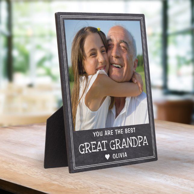 Plaque Photo Personnalisé Meilleur Grand Papi Rustique Chalkboa (Créateur téléchargé)
