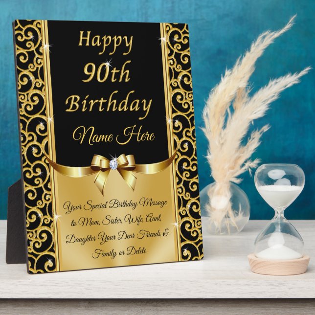 Plaque Photo Personnalisée, 90e anniversaire idées cadeaux pour (Côté)