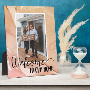 Plaque photo personnalisée 'Bienvenue à la maison'