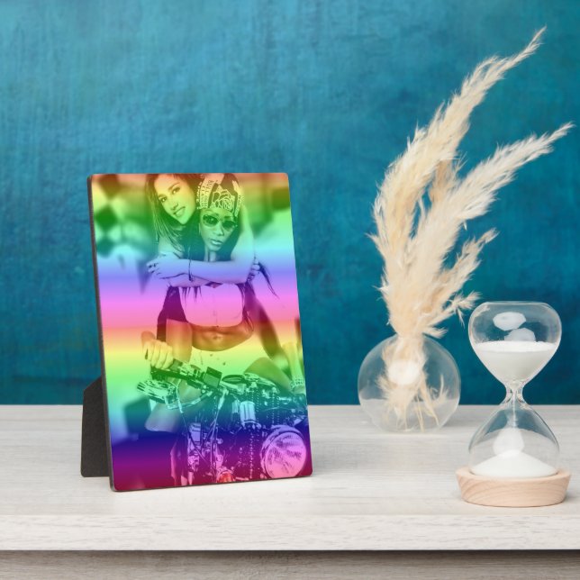 Plaque photo personnalisée Rainbow Lesbian Pride (Côté)