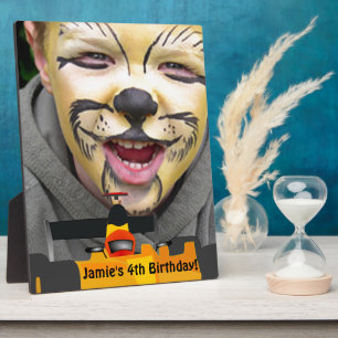 Plaque Photo Personnaliser Race Car 4th Birthday Party Display